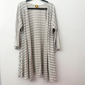 Un Deux Trois Striped Open Front Cardigan Womens Lightweight Draped Knit Kimono